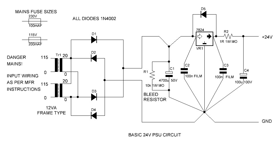 24 volt DC linear power supply
